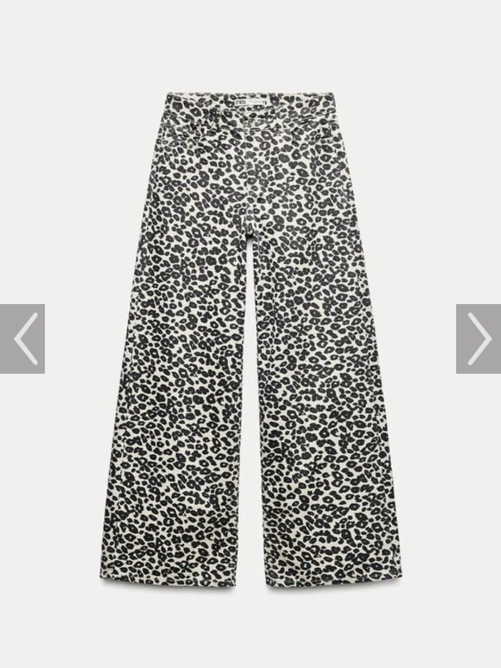 Zara Black & White Leopard Wide Leg Jeans